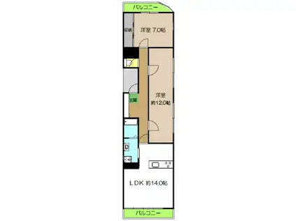 ハイツK(2LDK/3階)の間取り写真