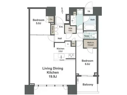 DEUX TOURS イースト/ドゥトゥール イースト(2SLDK/33階)の間取り写真