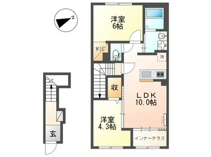 ラ レコルト(2LDK/2階)の間取り写真