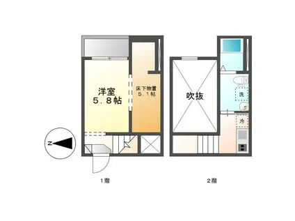 プレミア中島(ワンルーム/2階)の間取り写真