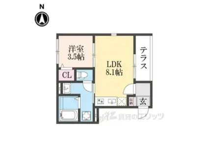 BLOOMSTERRACENAGITS(1LDK/1階)の間取り写真