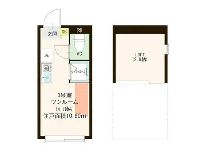 ハーモニーテラス・ファーストメゾン(ワンルーム/2階)の間取り写真