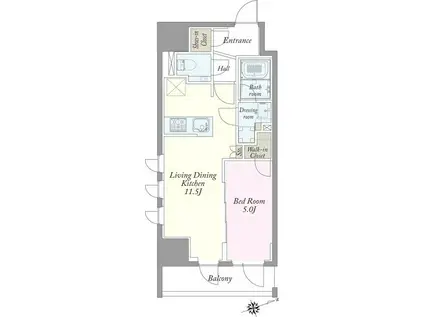 JP NOIE 上野稲荷町(1LDK/4階)の間取り写真