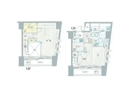 フォレシティ六本木(1LDK/12階)の間取り写真