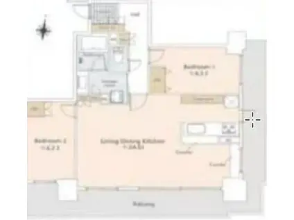 なんばグランドマスターズタワー(2LDK/26階)の間取り写真