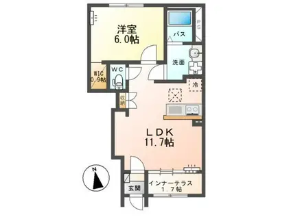 東牛谷アパート(1LDK/1階)の間取り写真