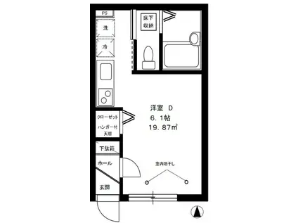 プリムローズ(ワンルーム/1階)の間取り写真