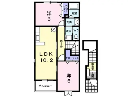 アネックス北門ウエストコート(2LDK/2階)の間取り写真
