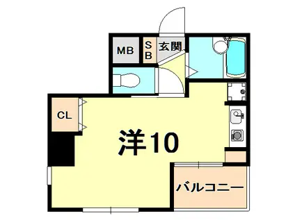レザムルーズ西宮(ワンルーム/10階)の間取り写真