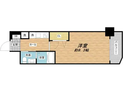 ディナスティ玉造(1K/11階)の間取り写真