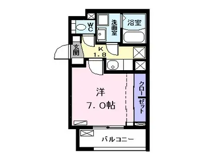 カーサ川前(1K/2階)の間取り写真