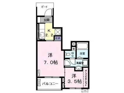 グラン ソレイユ I(2K/1階)の間取り写真