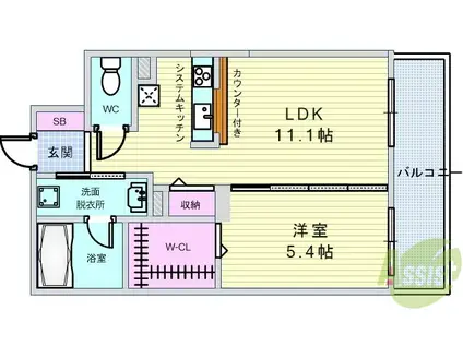 ベルクレール豊中(1LDK/3階)の間取り写真