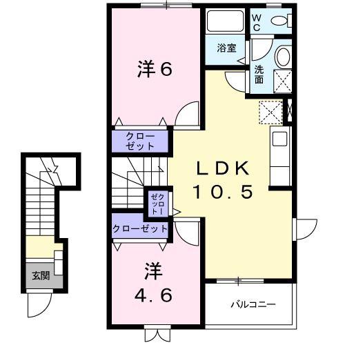 サンエアリーB(2LDK/2階)の間取り写真