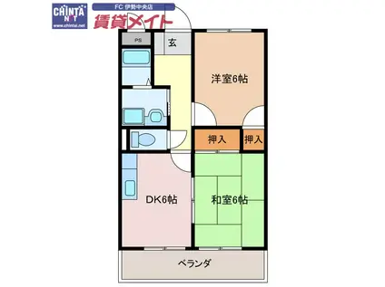 サニーハイツ(2DK/1階)の間取り写真