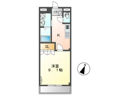 グラシアス蔵子(1K/2階)の間取り写真