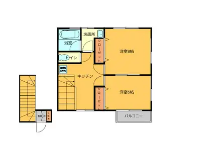 アスコット鶴ヶ谷(2K/2階)の間取り写真