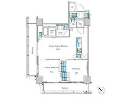 パークアクシス滝野川ラ ブリーズ(2LDK/3階)の間取り写真