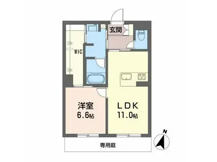 ソフィア健軍(1LDK/1階)の間取り写真