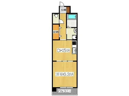 シカタ シャンブレットI(1DK/3階)の間取り写真