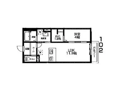 ラシーネ越後山壱番館(1LDK/1階)の間取り写真