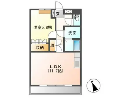 ゴールド エクスペリメント(1LDK/1階)の間取り写真