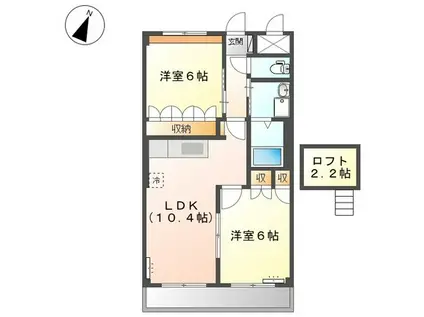 プランドール安樹(2LDK/2階)の間取り写真