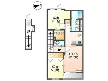 メゾンスズナ(2LDK/2階)の間取り写真