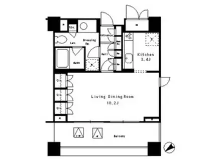 パークオアシス赤坂丹後坂(ワンルーム/3階)の間取り写真