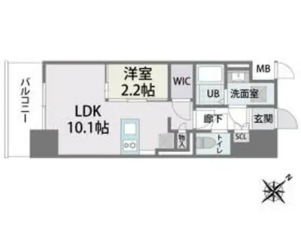 ラクラス博多Ⅱ(1LDK/5階)の間取り写真