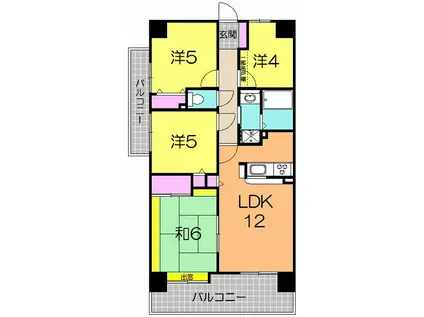 セザール第二富沢(4LDK/6階)の間取り写真