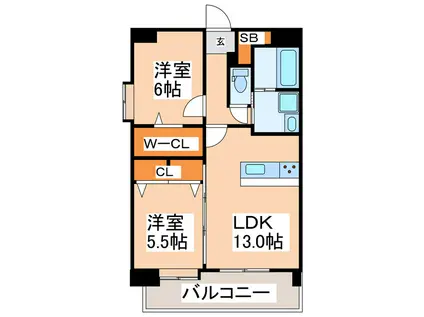 VIENTO島崎台(2LDK/2階)の間取り写真