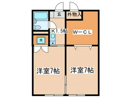 ハイツ井上C(2K/2階)の間取り写真