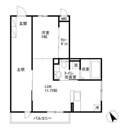 アルメリア湘南(1LDK/2階)の間取り写真