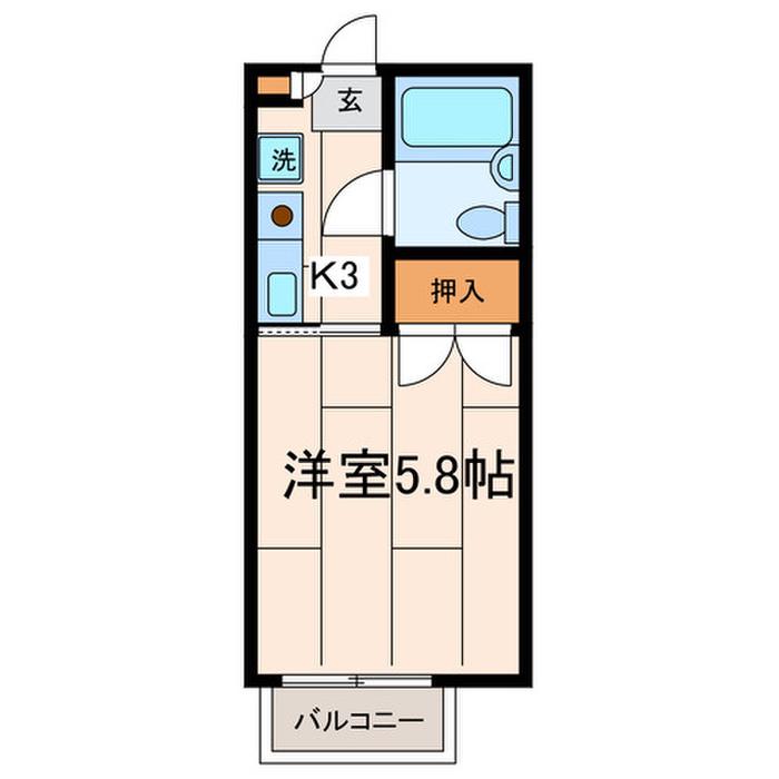 パークヒルズ(1K/2階)の間取り写真