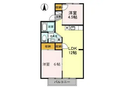 パークハイツ早瀬(2LDK/2階)の間取り写真