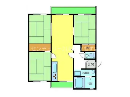 泉北原山台団地二号棟(3LDK/2階)の間取り写真
