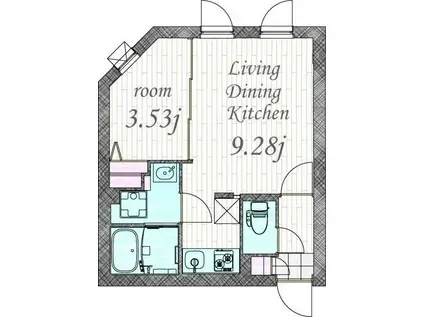 QUADOR川名(1LDK/2階)の間取り写真