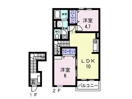 コータ・コートイデC(2LDK/2階)の間取り写真