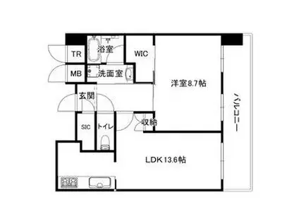 姫路ザ・レジデンス(1LDK/11階)の間取り写真