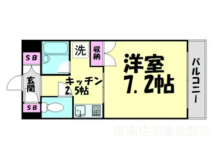 セジュールRINKUU(1K/2階)の間取り写真