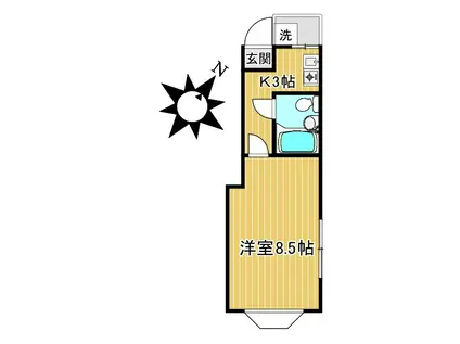 メルシービル(1K/3階)の間取り写真