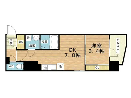 エスリードレジデンス大阪福島フロント(1DK/4階)の間取り写真