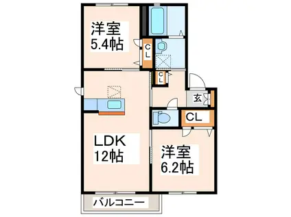 シャーメゾン・ド・カメリア I・II番館(2LDK/1階)の間取り写真