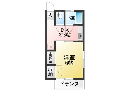 ウチイコーポ(1K/2階)の間取り写真