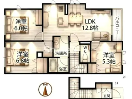 シャーメゾンガーデンズ平田(3LDK/1階)の間取り写真