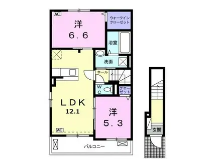 ソラーレ ローザI(2LDK/2階)の間取り写真