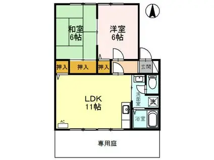 シンフォニー汐見台(2LDK/1階)の間取り写真