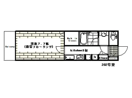 ランドステージM(1K/2階)の間取り写真