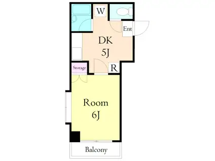 ヴィレヂ・ハピネス3 B棟(1DK/5階)の間取り写真